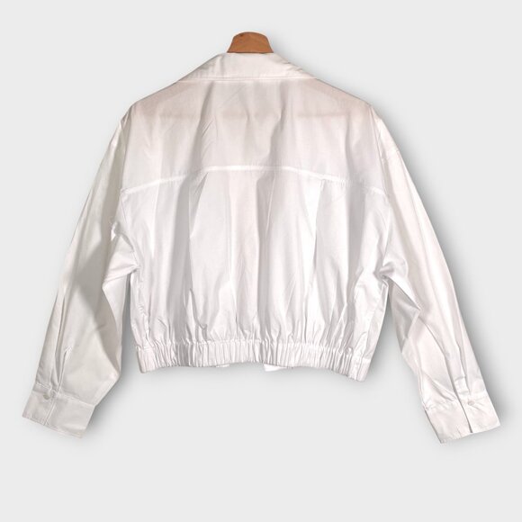 Zara Gathered Waist Button Up Shirt LARGE White Normcore - Picture 2 of 8